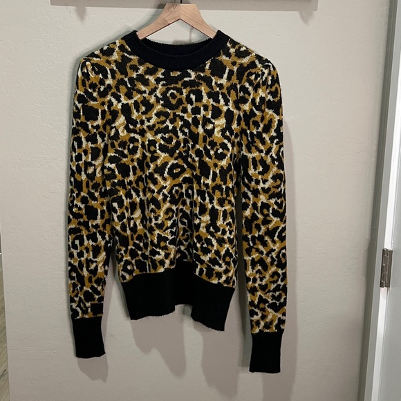 Cheetah Sweater Who What Wear Animal Print Leopard Top Shirt Pullover Fall - Picture 1 of 10